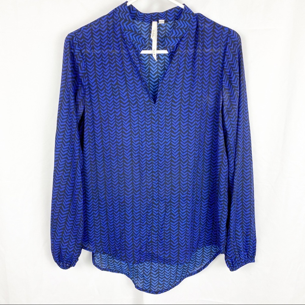 BELLATRIX Blue and Black Print Blouse